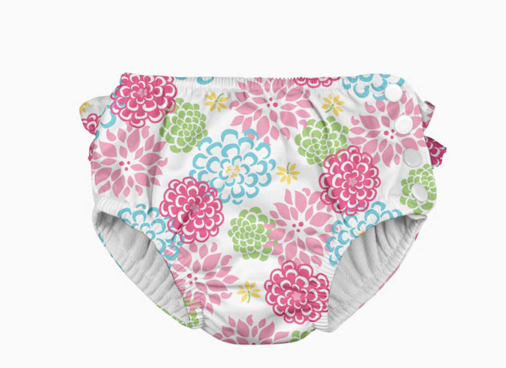 Iplay Baby Girl Snap Reusable Absorbent Swimsuit Diaper Floral Size 6 M